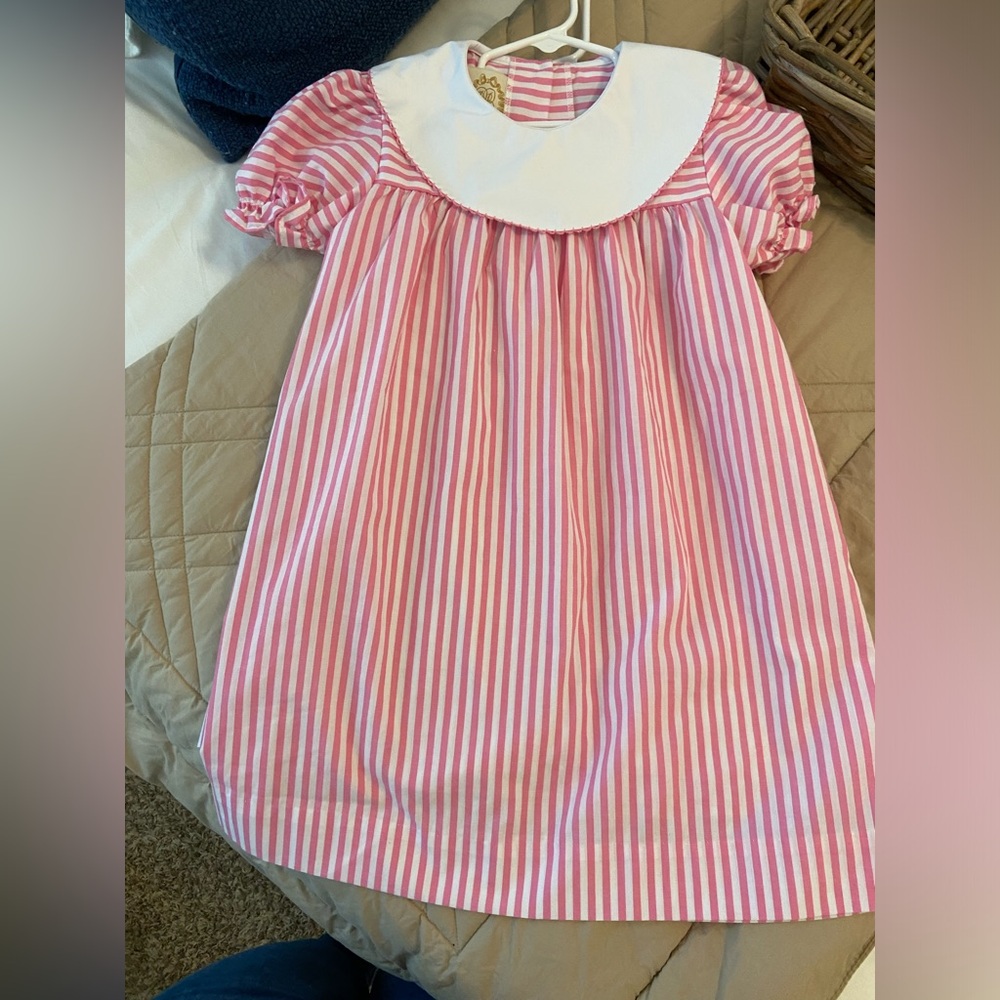 TBBC dress, pink and white stripe size 7.